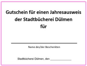 Gutschein für Büchereikarte