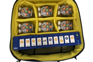 Tasche mit 6 Blue-Bots und Programmierleisten