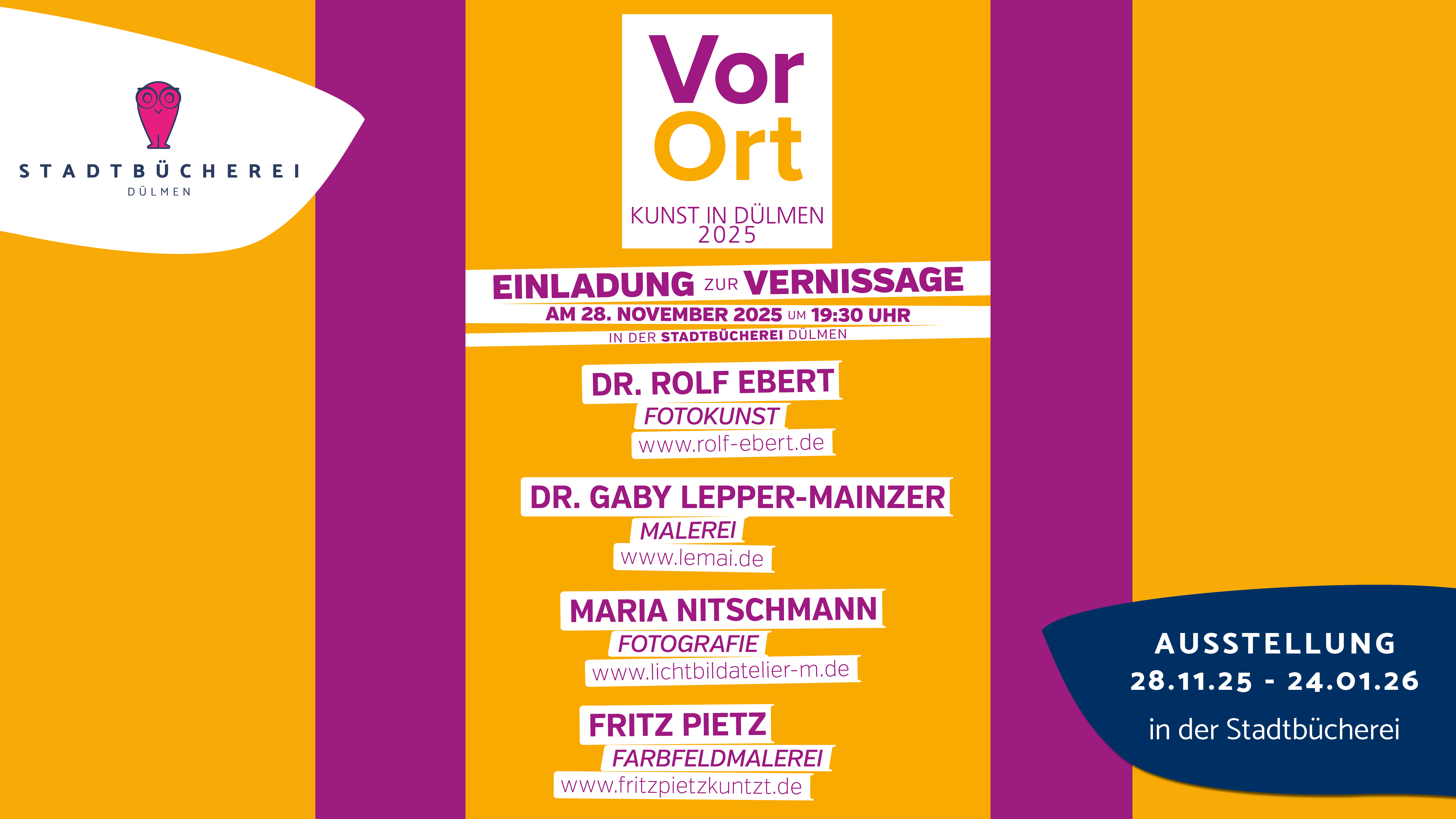 Vorderseite der Einladung mit aufgeführten KünstlerInnen